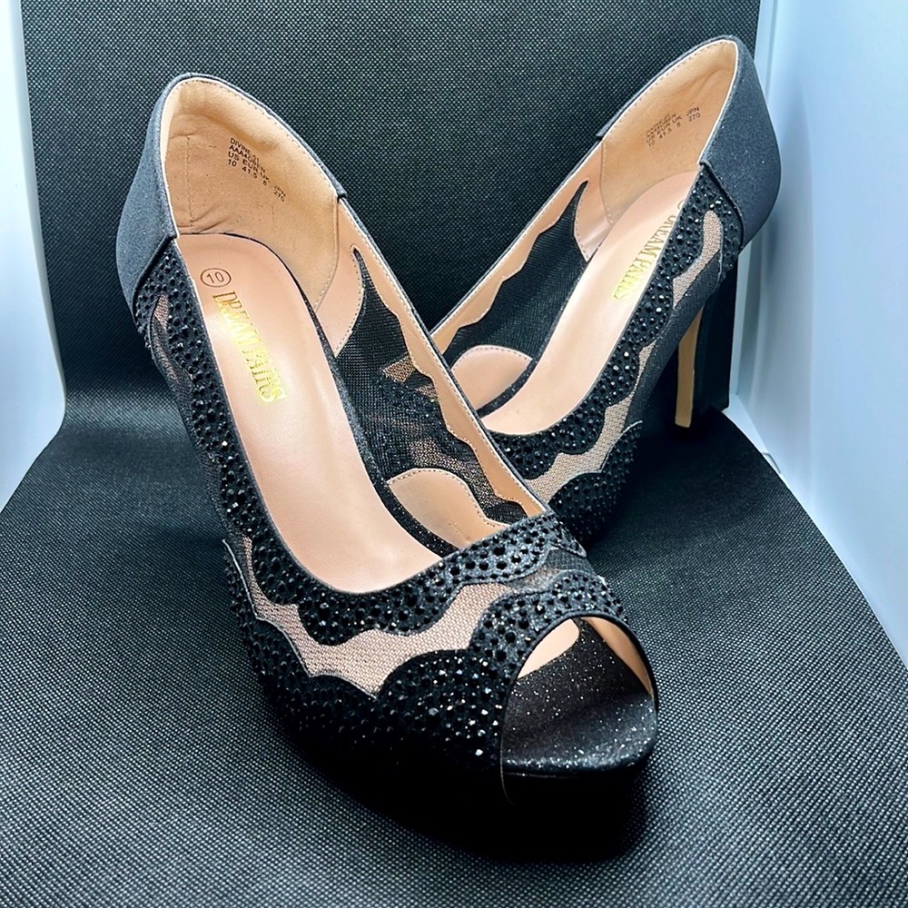Dream Pairs Open Toe Sequin Heels - Picture 1 of 4